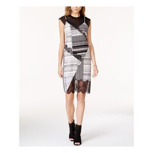 NWT GUESS Womens Black Cap Sleeve Above The Knee Cocktail Shift Dress L